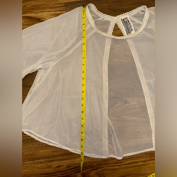 FREE PEOPLE White Sky High Sheer Open Back Top Blouse M - Picture 13 of 15